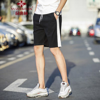 俞兆林（YUZHAOLIN）休闲短裤 男士时尚简约纯色拼接五分短裤567黑色5XL