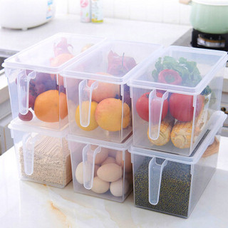 QW 青苇 冰箱保鲜盒收纳盒 厨房储藏盒零食收纳筐 带盖带把手6个装