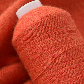 依尚 毛线 羊绒线 26/2中粗线 手编机织均可 婴儿宝宝毛线 围巾线M02 橘红花