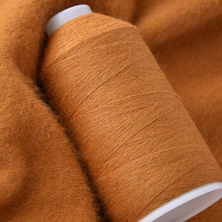 依尚 毛线 羊绒线 26/2中粗线 手编机织均可 婴儿宝宝毛线 围巾线M02 深姜黄