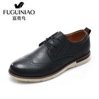 富贵鸟（FUGUINIAO）休闲鞋头层牛皮男士系带商务A898210 黑色 41
