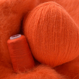 奥丝布莱特 羊绒线 长毛毛线 14/2中粗线 手编机织均可 婴儿宝宝毛线 围巾线J05 橘红色