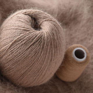 牧心 羊绒线 长毛毛线 14/2中粗线 手编机织均可 婴儿宝宝毛线 围巾线Z06 浅驼色