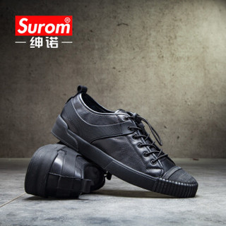 绅诺（SUROM）男士低帮休闲简约舒适休闲鞋 SN-2004 黑色 42