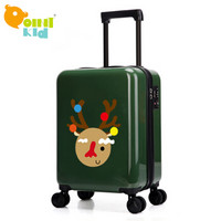 PointKid 儿童拉杆箱万向轮卡通行李箱16英寸旅行箱登机箱 LM1602军绿麋鹿