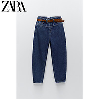 ZARA新款 女装 Z1975 配腰带宽松牛仔裤 01889022427