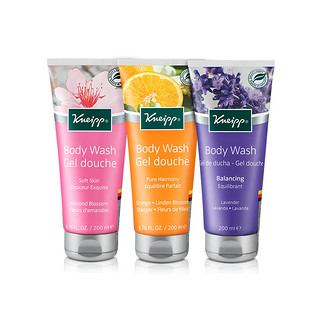 Kneipp/克奈圃香氛精油沐浴露组合桔橙香薰衣草香杏花200ml*3