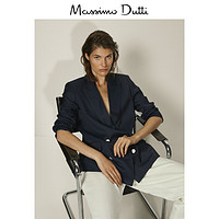 Massimo Dutti女装 商场同款 缀饰金色钮扣深蓝色女士西装外套 06021901401