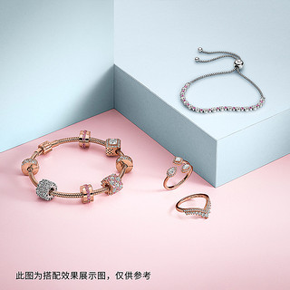 Pandora潘多拉925银粉色和透明闪亮滑扣式手链598517C02