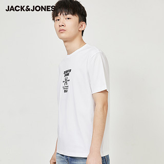 JackJones杰克琼斯夏季男纯棉立体刺绣百搭舒适圆领T恤220201619