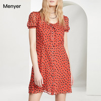Menyer法式小众连衣裙新款时尚印花中长裙2020夏宽松舒适裙子女