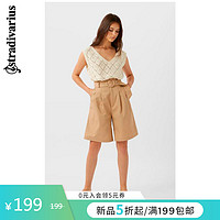 Stradivarius 卡其色高腰工装百慕大短裤女夏季薄款 01390634450