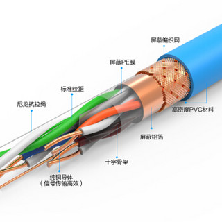 安帝（AD)原装六类双屏蔽网线 环保阻燃【超值版】纯铜抗干扰 Cat6类工程高速网线箱 蓝色305米 AD-SF6305S