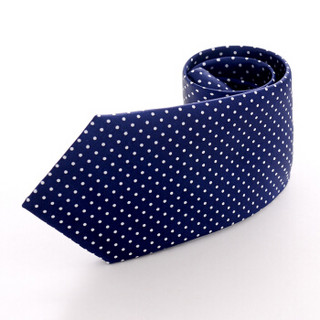 俞兆林 懒人领带易拉得领带正装男士领带礼盒装 拉链领带 蓝白点