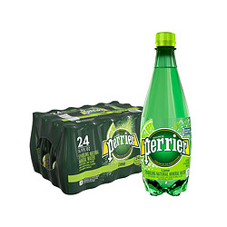 Perrier巴黎水 进口青柠味 塑料瓶 含气天然矿泉水 气泡水 500ML*24/箱