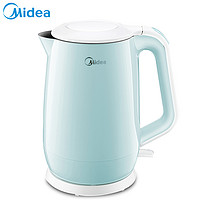 美的（Midea）电水壶 WHJ1701d 1.7L 双层防烫 阿布鲁兹温控器 食品级304不锈钢 电热水瓶