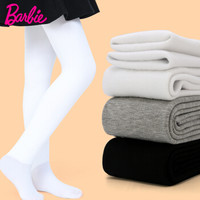 Barbie 芭比 儿童连裤袜中厚女童打底裤女孩袜子春秋白色舞蹈袜公主加绒长筒袜B8S074Z 浅灰 XL