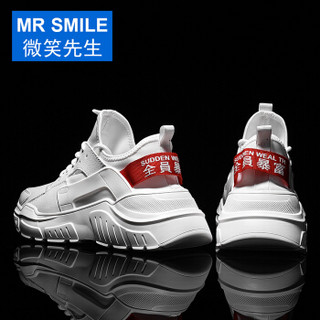 微笑先生（MR SMILE）韩版潮流英伦百搭休闲运动跑步ins超火的时尚男鞋白红39