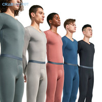 螃蟹秘密 保暖内衣套装男 秋衣秋裤男士 V领 棉质莫代尔 青年时尚 锂深灰 XL