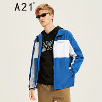 A21 秋冬男装街头风立领时尚风衣撞色字母男外套 4831114029 蓝色 180/92A/XL