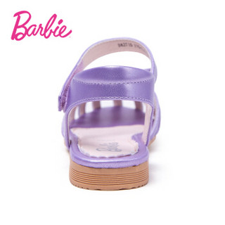 芭比 BARBIE 童鞋 女童凉鞋夏季透气时尚公主鞋儿童鞋子软底学生单鞋 2710 浅紫 35码