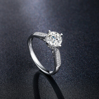 鸣钻国际 许诺 PT950铂金钻戒女 白金钻石戒指结婚求婚女戒 钻石对戒女款 共约70分 F-G/SI 15号
