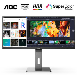 AOC U34P2/BS 34英寸 IPS带鱼屏显示器 (1440P、75Hz、98%DCI-P3)