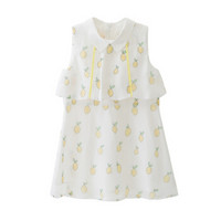 弗萝町Flordeer 法国童装女童柠檬印花拼接连衣裙F71050白色150