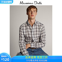 Massimo Dutti男装 亚麻格纹修身衬衫 00153153802