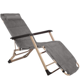 REDCAMP 折叠躺椅午休午睡椅便携办公室家用单人床简易沙滩椅靠背 豪华款Y203灰色+麂皮绒棉垫