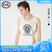 西雅衣家 C&Amp;A潮流印花纯棉运动休闲背心男学生2020夏季无袖T恤CA200229156