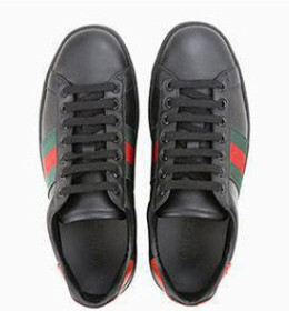 GUCCI 古驰 Ace系列系带平底男士休闲鞋运动鞋 386750-A38D0-1078 黑色 41.5 