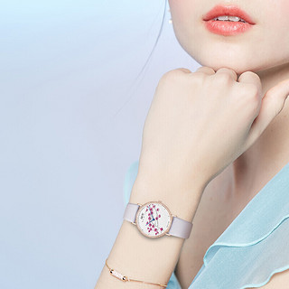 IW瑞士手表女款梅花系列原装进口石英腕表 3002.214.03.08 紫色皮带白盘金边
