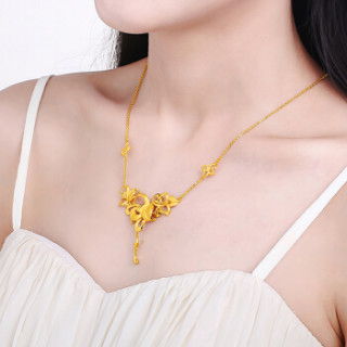 商品梦金园足金黄金项链套链一生挚爱婚嫁 约17.67g