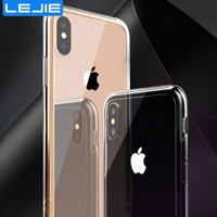 乐接LEJIE 苹果x手机壳iphonex保护套 防摔全包透明玻璃壳 真玻璃升级版抗黄手机套 LK-403