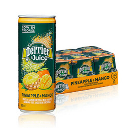 Perrier 巴黎水果汁   菠萝&芒果味 含气饮料整箱250ML*24罐 *3件