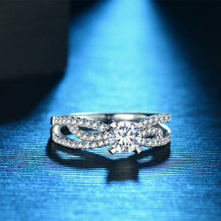 蓝色多瑙河 18K金钻石戒指四爪豪华群镶结婚钻戒定制款 西雅图之夜 HD063N