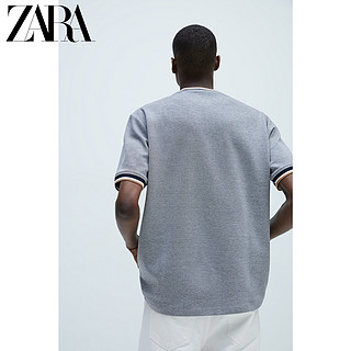 ZARA【打折】 男装 撞色条纹假两件纹理短袖圆领T 恤 00526416401