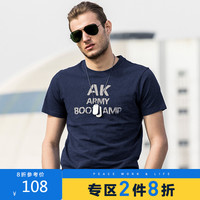 AKCLUB男装 2020夏季体恤衫军事复古军队作训服字母印花短袖T恤新