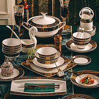 碗碟套装吃饭套碗盘子家用欧式58头瓷碗景德镇陶瓷器骨瓷组合餐具