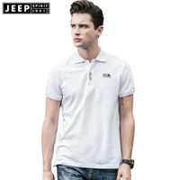 吉普 JEEP POLO衫男2019夏季新品短袖polo衫青年男士纯色修身翻领休闲舒适棉质上衣OM19AB309TS1036 白色 3XL