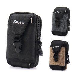 新款手机包男穿皮带挂腰手机套多功能帆布耐磨手机袋竖款腰带腰包