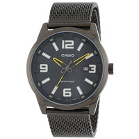 CASIO 卡西欧 MTP-1351CD-8A2DF 男士石英手表 44mm 黑盘 镀黑不锈钢带 圆形