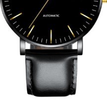 宾格（BINGER）手表男机械表全自动腕表 进口机芯 5081全黑皮 42mm 黑色 不锈钢 黑色 牛皮