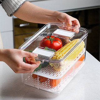 摩登主妇冰箱食品收纳盒透明分隔饺子保鲜盒水果蔬菜带盖盒子多层