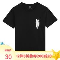 凡客诚品(vancl)短袖T恤男2019夏季新品休闲圆领印花短T张广先系列051501 无题 黑色 XS *2件