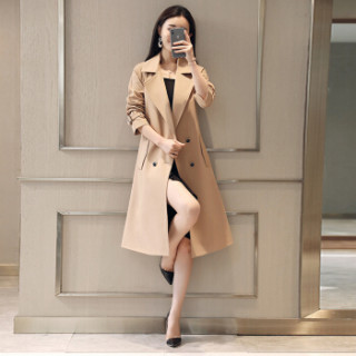 商品莉夏乐 2019春季新品韩版女装风衣中长款外衣女士大衣过膝外套