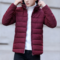 富铤(FORTEI)棉服男棉衣加厚2019秋冬新款时尚韩版潮流修身连帽保暖舒适棉袄男外套 888 酒红 L