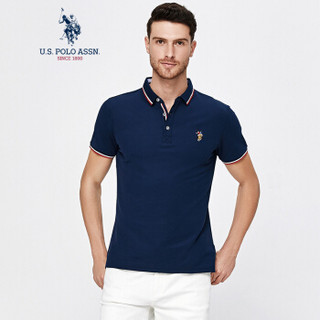 U.S. POLO ASSN. 男短袖POLO衫2018夏季款潮流翻领修身POLO衫 ATXMX-60180 藏蓝色80 XL