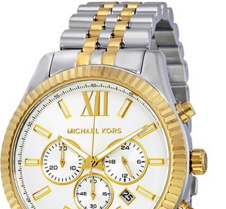 MICHAEL KORS 迈克·科尔斯 MK8344 男士石英手表 45*12mm 白色 间金色 间金不锈钢